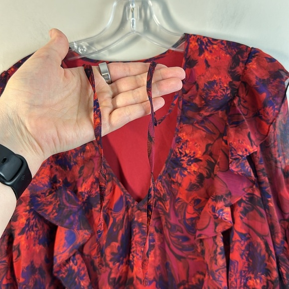 Cinq a Sept Womens Livie Long Sleeve Tiered Dress Size 00 Flowy Romantic Sheer - Picture 10 of 16